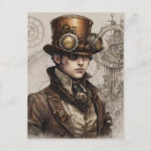 Cartão Postal De Festividades Steampunk Victorian Gentleman Trabalho de arte