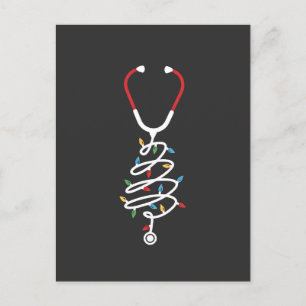 Cartão Postal De Festividades Stethoscope Medicamento Abastecimento Médico Luzes