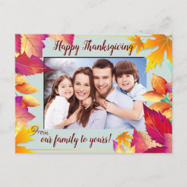 Cartão Postal De Festividades Sua Família Foto Colorida Deixa Ação de Graças