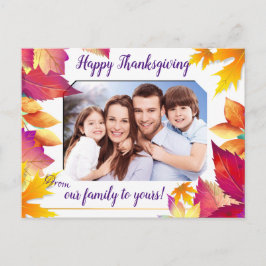 Cartão Postal De Festividades Sua Família Foto Colorida Deixa Ação de Graças