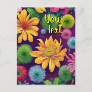 Cartão Postal De Festividades Suas Flores Mistas de Texto Personalizadas 14 Mode