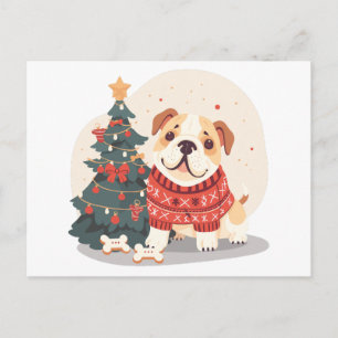 Cartão Postal De Festividades Suéter de Natal para Bulldog Inglês