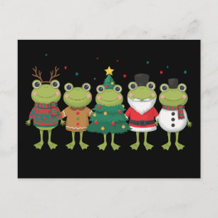 Cartão Postal De Festividades Suéter Feio de Natal de Rãs Papai Noel Boneco de N