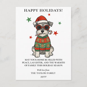Cartão Postal De Festividades Suéter Feio de Schnauzer Natal Cachorro Cana de Aç