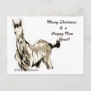 Cartão Postal De Festividades Sumi equestre de arte equestre do cavalo japonês