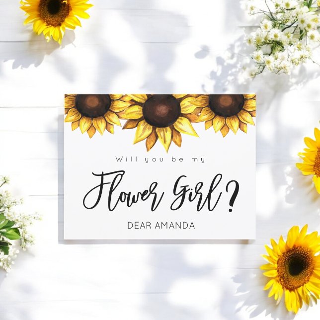 Cartão Postal De Festividades Sunflower Be My Flower Girl Postcard (Criador carregado)