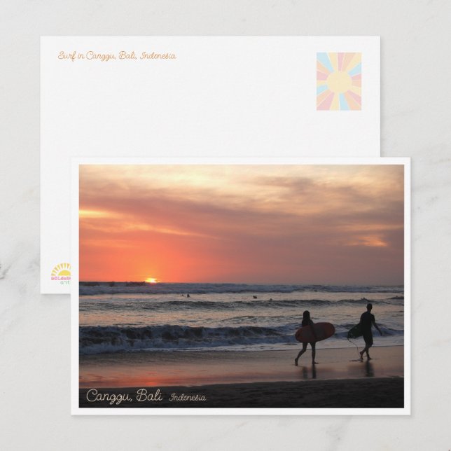 Cartão Postal De Festividades Sunset Surf Beach Bali Indonesia Postcard (Frente/Verso)