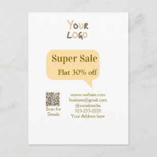 Cartão Postal De Festividades super promoção de negócios desconto ler código QR