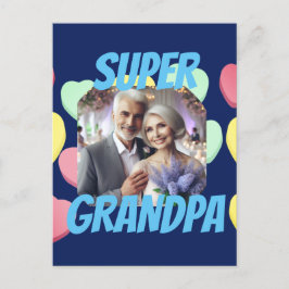 Cartão Postal De Festividades Super vovô | Mensagem Personalizada, Fotografia e 