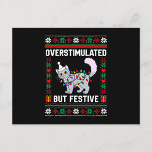Cartão Postal De Festividades Superestimulado Mas Festivo Gato de Natal Feio