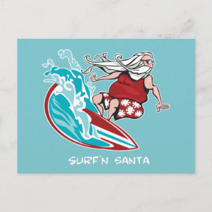 Cartão Postal De Festividades Surf'n Santa