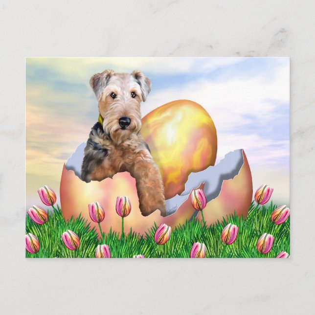 Cartão Postal De Festividades Surpresa da páscoa de Airedale Terrier (Frente)