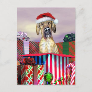 Cartão Postal De Festividades Surpresa UC rajado do Natal de great dane