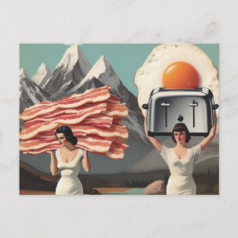 Cartão Postal De Festividades Surreal Breakfast 