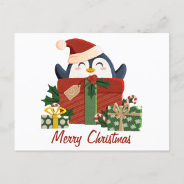 Cartão Postal De Festividades Süßer Pinguin wünscht frohe Weihnachten