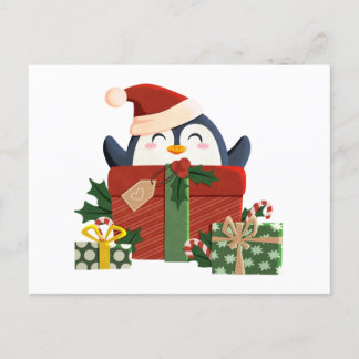 Cartão Postal De Festividades Süßer Pinguin wünscht frohe Weihnachten