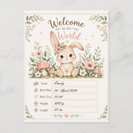Cartão Postal De Festividades Süßes Baby Hasen Design mit Geburtsdaten Feldern