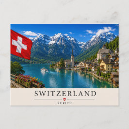 Cartão Postal De Festividades Switzerland Zurich Travel Poster | Scenic Alpine