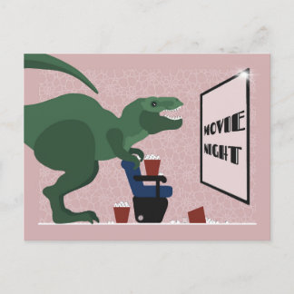 Cartão Postal De Festividades T Rex on Movie Night Postcard