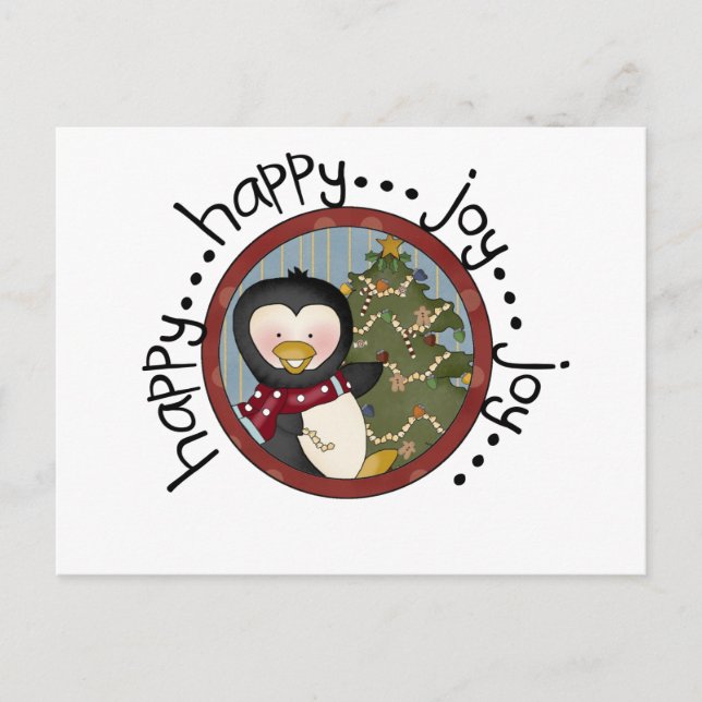 Cartão Postal De Festividades T-shirts e presentes no feriado pinguim (Frente)