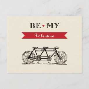 Cartão Postal De Festividades Tandem Bicycle - Be My Valentine Card
