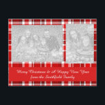 Cartão Postal De Festividades Tartan da Xadrez branca vermelha<br><div class="desc">Esta design vermelha e branca tem um padrão repetitivo verificado / tartan que é texturizado levemente. É um padrão brilhante de xadrez na moda.</div>