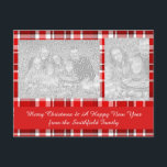 Cartão Postal De Festividades Tartan da Xadrez branca vermelha<br><div class="desc">Esta design vermelha e branca tem um padrão repetitivo verificado / tartan que é texturizado levemente. É um padrão brilhante de xadrez na moda.</div>