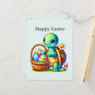 Cartão Postal De Festividades Tartaruga felz pascoa