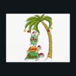 Cartão Postal De Festividades Tartaruga havaiana Santa do Natal<br><div class="desc">Modelo horizontal do cartão</div>