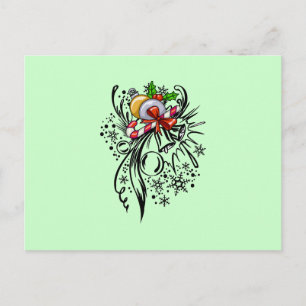 Cartão Postal De Festividades Tatuagem de Natal