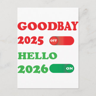 Cartão Postal De Festividades Tchau 2025 Olá 2026 Design de Cartão de Alternânci