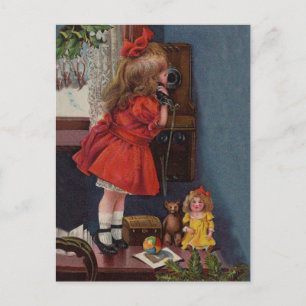 Cartão Postal De Festividades Telefone de Natal