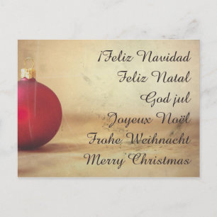 Cartão Postal De Festividades Tema de Natal com bola de Natal