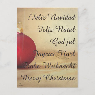 Cartão Postal De Festividades Tema de Natal com bola de Natal