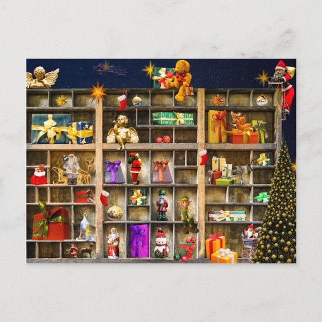 Cartão Postal De Festividades tempo da alegria do Natal (Frente)