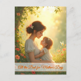 Cartão Postal De Festividades Tender Motherly Love in Blooming Light