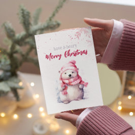 Cartão Postal De Festividades Tenha Um Bear Feliz De Natal Urso Polar Engraçado