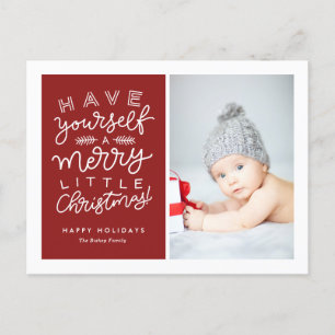 Cartão Postal De Festividades Tenha um Feliz Natal Foto Vermelha