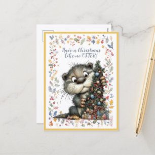 Cartão Postal De Festividades Tenha um Natal como nenhuma LONTRa!