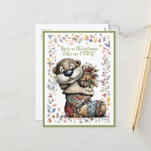 Cartão Postal De Festividades Tenha um Natal como nenhuma LONTRa!