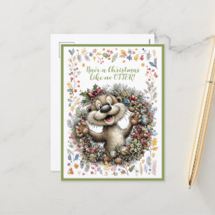 Cartão Postal De Festividades Tenha um Natal como nenhuma LONTRa!