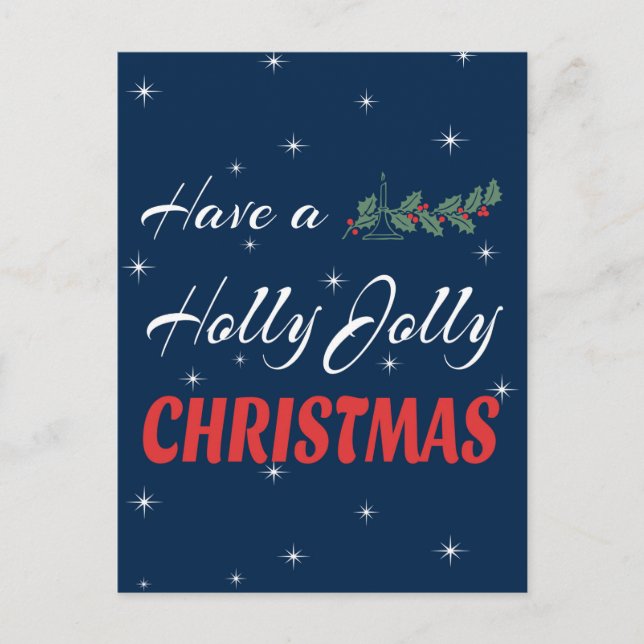 Cartão Postal De Festividades Tenha um Natal Holly Jolly (Frente)