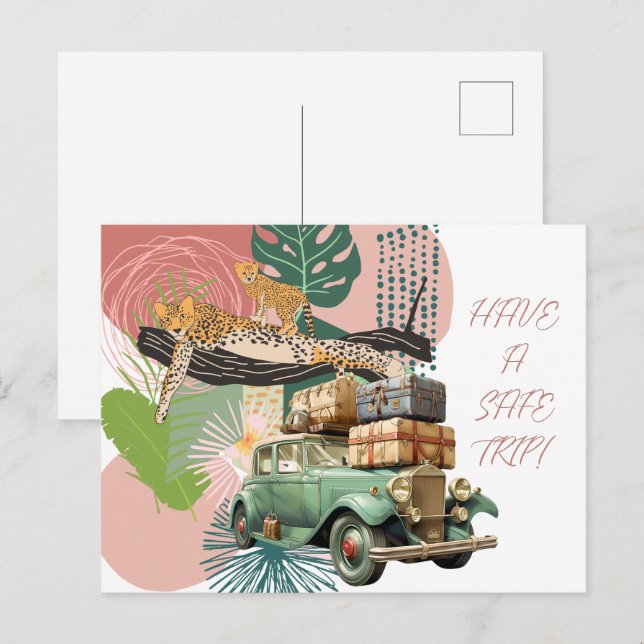 Cartão Postal De Festividades Tenha Uma Viagem Segura (Frente/Verso)