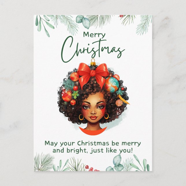 Cartão Postal De Festividades Tenham uma feliz de melanina, magia negra de Natal (Frente)