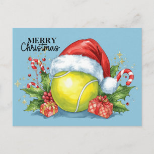 Cartão Postal De Festividades Tênis Feliz Natal bola de tênis no court H