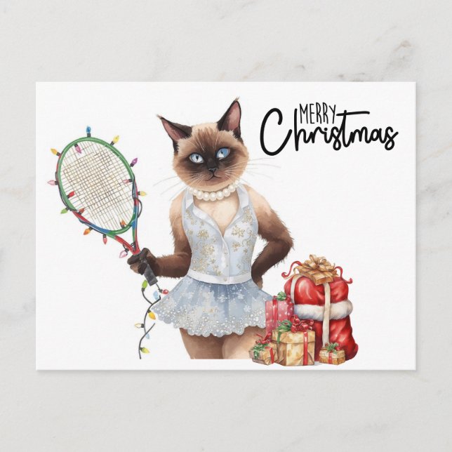Cartão Postal De Festividades Tênis Feliz Natal para amantes de gatos (Frente)
