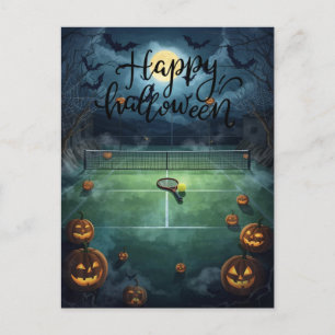 Cartão Postal De Festividades Tênis Halloween para Tênis Player com raquete