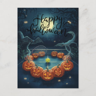 Cartão Postal De Festividades Ténis Halloween para tenista com raquete 