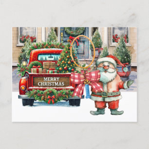 Cartão Postal De Festividades Tênis Natal com Papai Noel