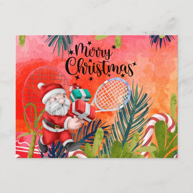 Cartão Postal De Festividades Tênis Natal com Papai Noel Snowman (Frente)